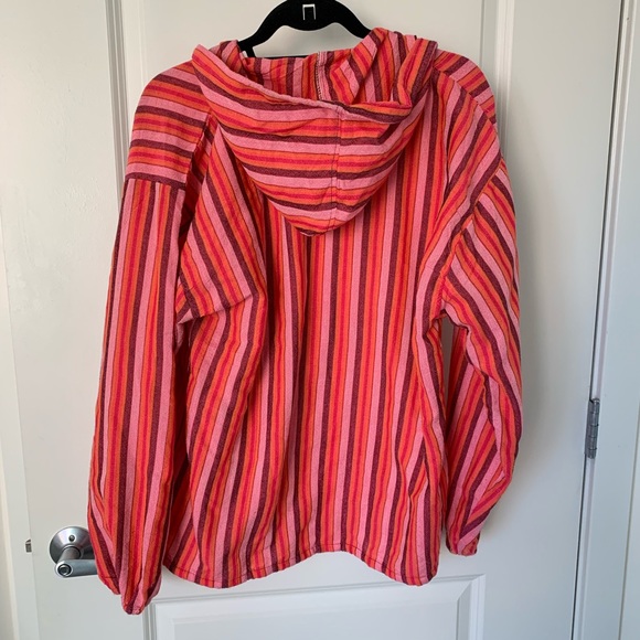 Hooded Stripped linen long sleeve shirt - Picture 2 of 4